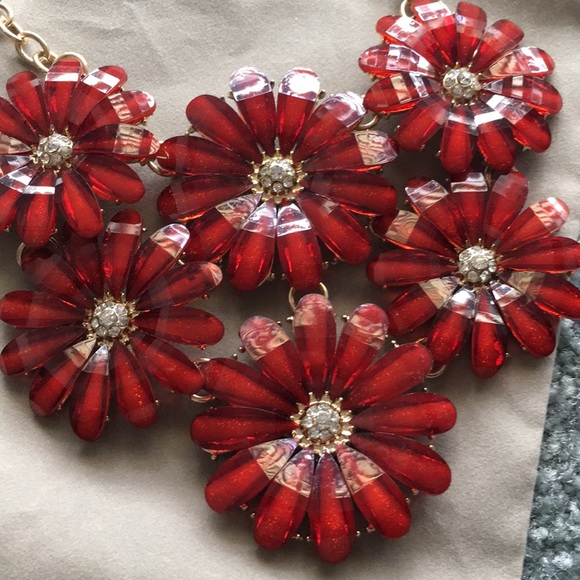 Lux Accessories Jewelry New Cranberry Flower Necklace Poshmark